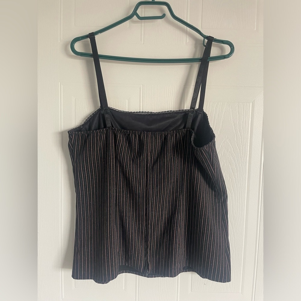 Y2K Gothic Pinstripe Cami XL Morbid Threads Mall Goth Layer Top - Picture 5 of 14